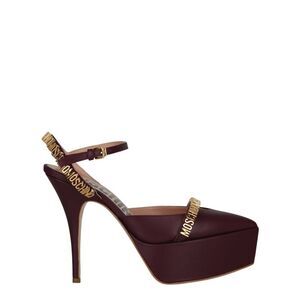 Moschino Logo Lettering Ankle Strap Pumps Purple Womens